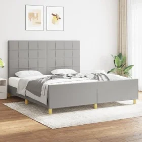 Bed frame with headboard light gray fabric 180x200 cm by vidaXL, Beds and slatted bases - Ref: Foro24-3125073, Price: 259,40 ...