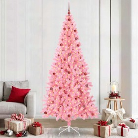 Árbol de Navidad con 300 LED con soporte Rosa 240 cm PVC en Decoración Festiva y Estacional | Comprar online en Foru.es