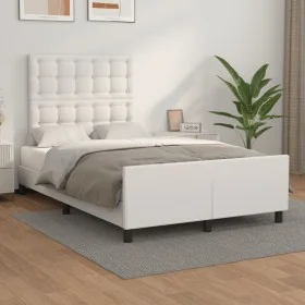 White synthetic leather headboard bed frame 120x200 cm by vidaXL, Beds and slatted bases - Ref: Foro24-3125562, Price: 162,42...