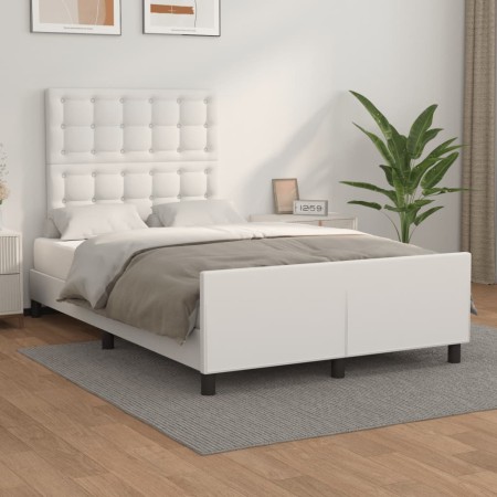 Estructura de cama cabecero cuero sintético blanco 120x200 cm de vidaXL, Camas y somieres - Ref: Foro24-3125562, Precio: 159,...