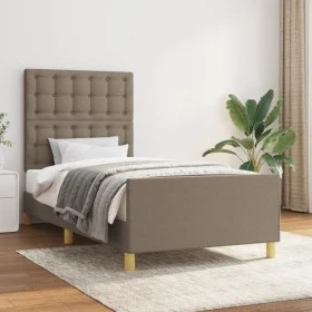 Bettgestell mit Kopfteil aus taupegrauem Stoff 90x200 cm von vidaXL, Betten und Lattenroste - Ref: Foro24-3125353, Preis: 160...
