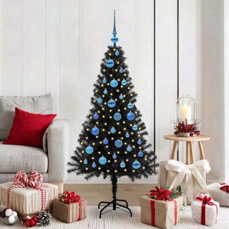 Árbol de Navidad con 150 LED con soporte Negro 150 cm PVC en Decoración Festiva y Estacional | Comprar online en Foru.es