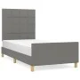 Bed frame with headboard in dark gray fabric 90x190 cm by vidaXL, Beds and slatted bases - Ref: Foro24-3125018, Price: 148,26...