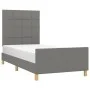 Bed frame with headboard in dark gray fabric 90x190 cm by vidaXL, Beds and slatted bases - Ref: Foro24-3125018, Price: 148,26...