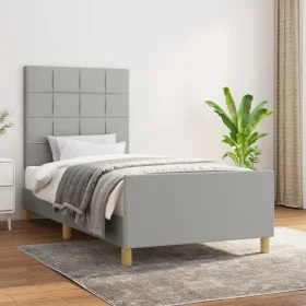 Hellgrauer Stoffbettrahmen mit Kopfteil 90x190 cm von vidaXL, Betten und Lattenroste - Ref: Foro24-3125017, Preis: 145,71 €, ...