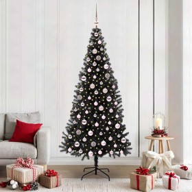 Árbol de Navidad con 300 LED con soporte Negro 210 cm PVC en Decoración Festiva y Estacional | Comprar online en Foru.es