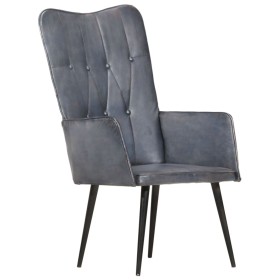 Sillón orejero de cuero auténtico gris en Sillones | Comprar online en Foru.es