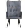 Sillón orejero de cuero auténtico gris en Sillones | Comprar online en Foru.es