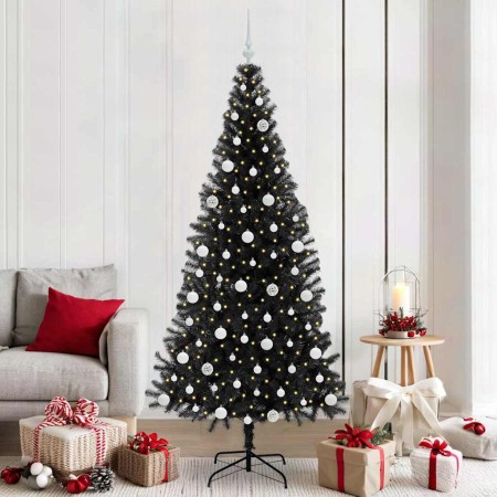 Árbol de Navidad con 300 LED con soporte Negro 210 cm PVC en Decoración Festiva y Estacional | Comprar online en Foru.es