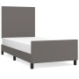 Estructura de cama con cabecero cuero sintético gris 100x200 cm de vidaXL, Camas y somieres - Ref: Foro24-3125437, Precio: 15...