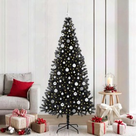 Árbol de Navidad con 300 LED con soporte Negro 210 cm PVC en Decoración Festiva y Estacional | Comprar online en Foru.es