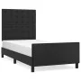 Bed frame with headboard black synthetic leather 90x200 cm by vidaXL, Beds and slatted bases - Ref: Foro24-3125549, Price: 14...
