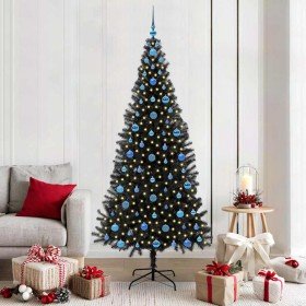 Árbol de Navidad con 300 LED con soporte Negro 210 cm PVC en Decoración Festiva y Estacional | Comprar online en Foru.es