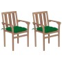 Sillas de jardín 2 unidades madera de teca con cojines verde en Sillas de jardín | Comprar online en Foru.es