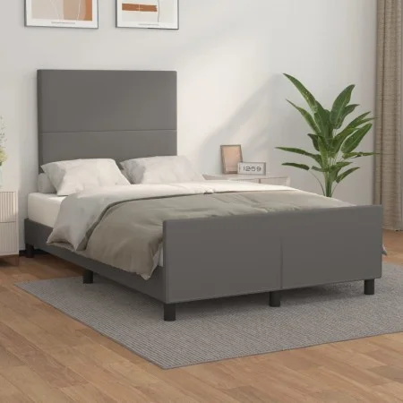 Bettgestell mit Kopfteil aus grauem Kunstleder 120x200cm von vidaXL, Betten und Lattenroste - Ref: Foro24-3125443, Preis: 211...