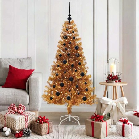 Árbol de Navidad con 150 LED con soporte Dorado 150 cm PET en Decoración Festiva y Estacional | Comprar online en Foru.es