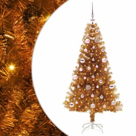 Árbol de Navidad con 150 LED con soporte Dorado 150 cm PET en Decoración Festiva y Estacional | Comprar online en Foru.es