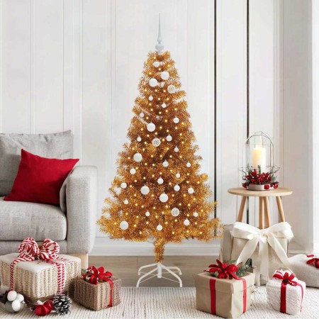 Árbol de Navidad con 150 LED con soporte Dorado 150 cm PET en Decoración Festiva y Estacional | Comprar online en Foru.es