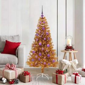Árbol de Navidad con 150 LED con soporte Dorado 150 cm PET en Decoración Festiva y Estacional | Comprar online en Foru.es