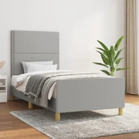 Estructura de cama con cabecero de tela gris claro 100x200 cm de vidaXL, Camas y somieres - Ref: Foro24-3124952, Precio: 131,...