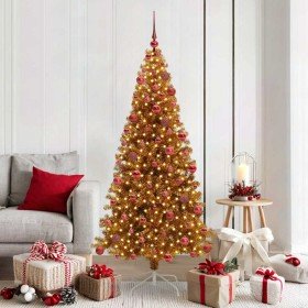 Árbol de Navidad con 300 LED con soporte Dorado 180 cm PET en Decoración Festiva y Estacional | Comprar online en Foru.es