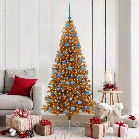 Árbol de Navidad con 300 LED con soporte Dorado 180 cm PET en Decoración Festiva y Estacional | Comprar online en Foru.es