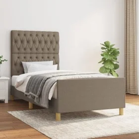 Bed frame with headboard in taupe gray fabric 90x200 cm by vidaXL, Beds and slatted bases - Ref: Foro24-3125272, Price: 172,9...