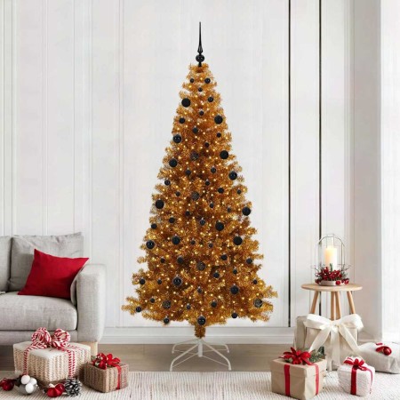 Árbol de Navidad con 300 LED con soporte Dorado 210 cm PET en Decoración Festiva y Estacional | Comprar online en Foru.es