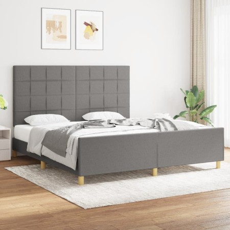 Estructura de cama con cabecero tela gris oscuro 180x200 cm de vidaXL, Camas y somieres - Ref: Foro24-3125074, Precio: 230,13...