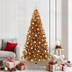 Árbol de Navidad con 300 LED con soporte Dorado 210 cm PET en Decoración Festiva y Estacional | Comprar online en Foru.es
