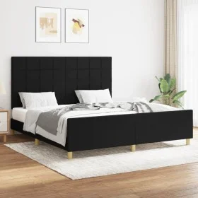 Bed frame with black fabric headboard 160x200 cm by vidaXL, Beds and slatted bases - Ref: Foro24-3125067, Price: 240,43 €, Di...