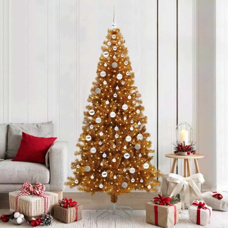 Árbol de Navidad con 300 LED con soporte Dorado 210 cm PET en Decoración Festiva y Estacional | Comprar online en Foru.es