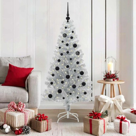 Árbol de Navidad con 150 LED con soporte Plateado 150 cm PET en Decoración Festiva y Estacional | Comprar online en Foru.es