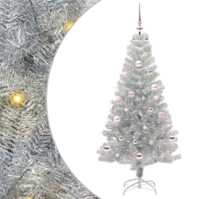 Árbol de Navidad con 150 LED con soporte Plateado 150 cm PET en Decoración Festiva y Estacional | Comprar online en Foru.es