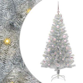 Árbol de Navidad con 150 LED con soporte Plateado 150 cm PET en Decoración Festiva y Estacional | Comprar online en Foru.es