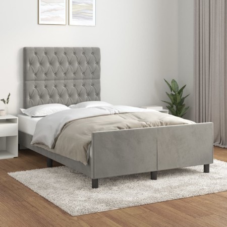 Estructura de cama con cabecero terciopelo gris claro 120x200cm de vidaXL, Camas y somieres - Ref: Foro24-3125928, Precio: 18...