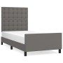 Estructura de cama con cabecero cuero sintético gris 90x200 cm de vidaXL, Camas y somieres - Ref: Foro24-3125553, Precio: 186...