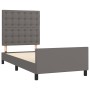 Estructura de cama con cabecero cuero sintético gris 90x200 cm de vidaXL, Camas y somieres - Ref: Foro24-3125553, Precio: 186...