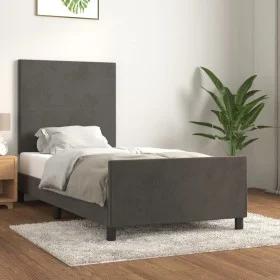Dunkelgrauer Samtbettrahmen mit Kopfteil 100x200 cm von vidaXL, Betten und Lattenroste - Ref: Foro24-3125618, Preis: 120,94 €...