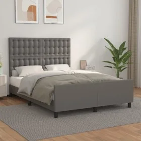 Estructura de cama con cabecero cuero sintético gris 140x200cm de vidaXL, Camas y somieres - Ref: Foro24-3125577, Precio: 209...