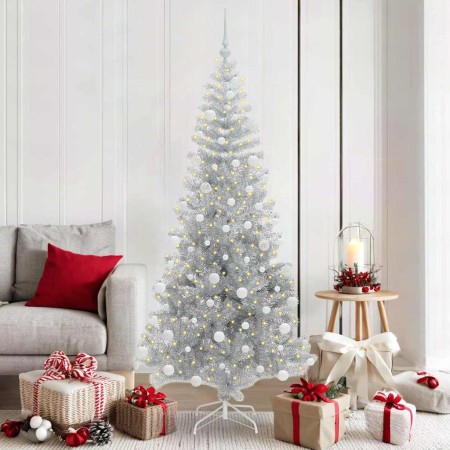 Árbol de Navidad con 300 LED con soporte Plateado 180 cm PET en Decoración Festiva y Estacional | Comprar online en Foru.es