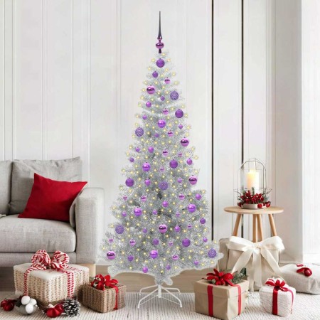 Árbol de Navidad con 300 LED con soporte Plateado 180 cm PET en Decoración Festiva y Estacional | Comprar online en Foru.es