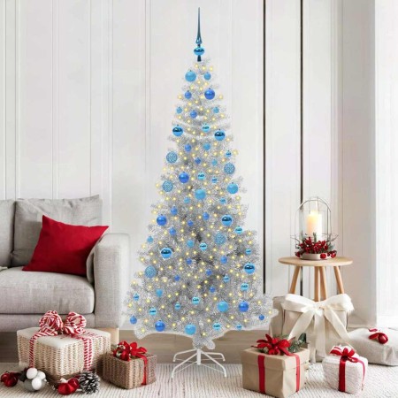 Árbol de Navidad con 300 LED con soporte Plateado 180 cm PET en Decoración Festiva y Estacional | Comprar online en Foru.es