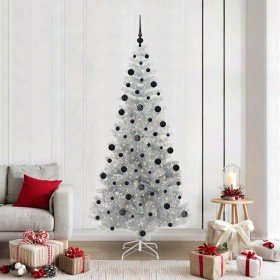 Árbol de Navidad con 300 LED con soporte Plateado 210 cm PET en Decoración Festiva y Estacional | Comprar online en Foru.es