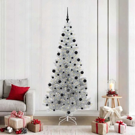 Árbol de Navidad con 300 LED con soporte Plateado 210 cm PET en Decoración Festiva y Estacional | Comprar online en Foru.es