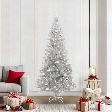 Árbol de Navidad con 300 LED con soporte Plateado 210 cm PET en Decoración Festiva y Estacional | Comprar online en Foru.es