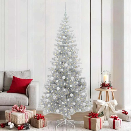 Árbol de Navidad con 300 LED con soporte Plateado 210 cm PET en Decoración Festiva y Estacional | Comprar online en Foru.es