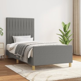 Estructura de cama con cabecero de tela gris oscuro 90x200 cm de vidaXL, Camas y somieres - Ref: Foro24-3125188, Precio: 146,...