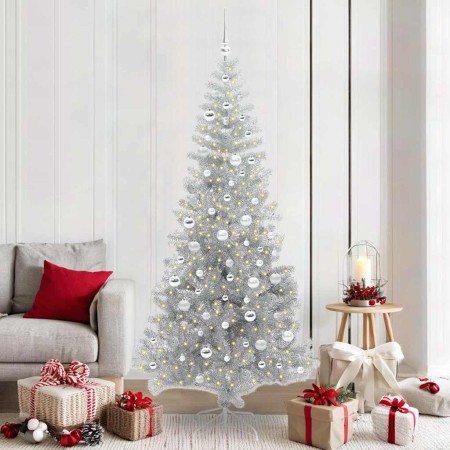 Árbol de Navidad con 300 LED con soporte Plateado 210 cm PET en Decoración Festiva y Estacional | Comprar online en Foru.es