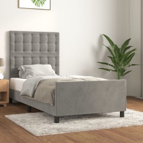 Estructura de cama con cabecero terciopelo gris claro 100x200cm de vidaXL, Camas y somieres - Ref: Foro24-3125983, Precio: 14...